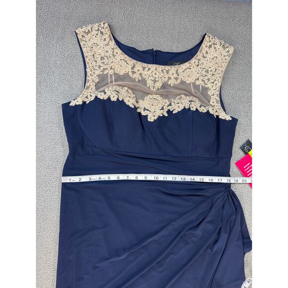 NWT Alex Evenings Formal Dress Max Sleeveless Rhinestone Navy Size 18 - Picture 6 of 7